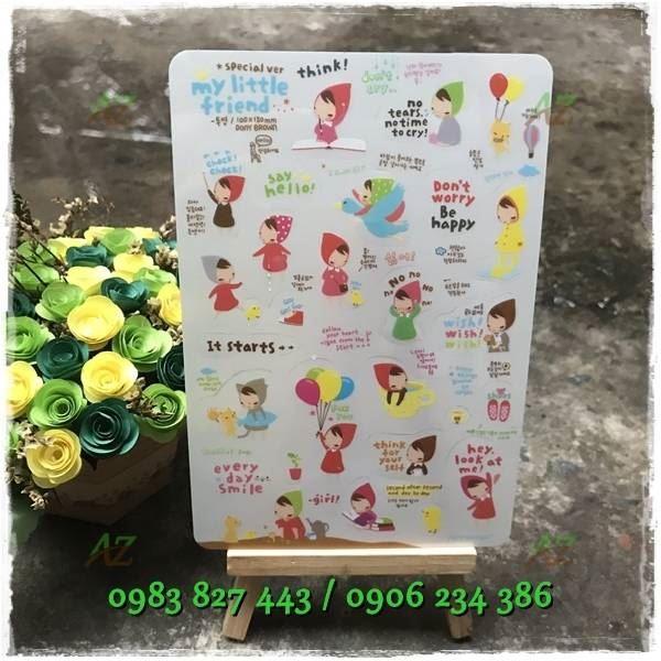Sticker dán cô bé quàng khăn (6 tờ)