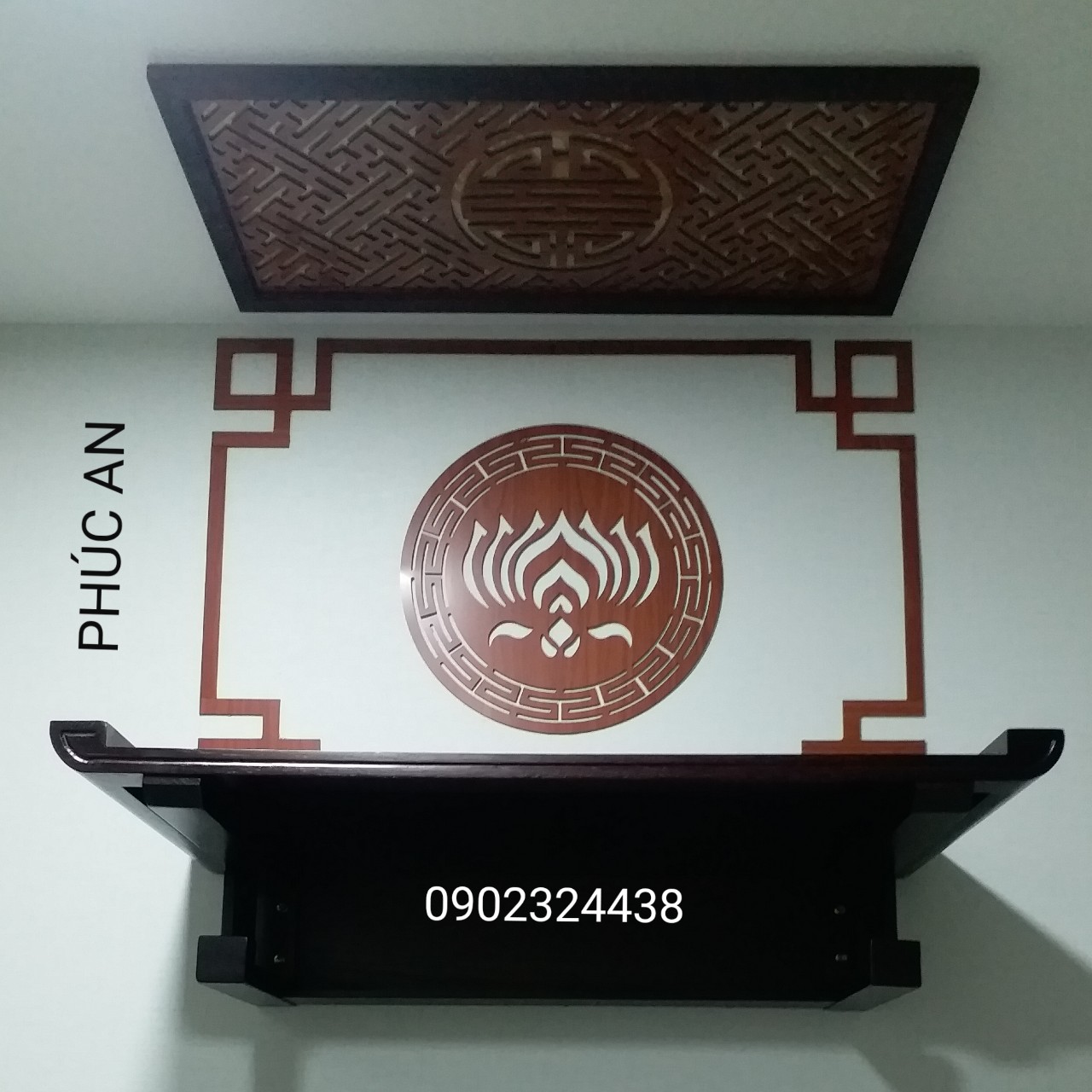 Viền chỉ bàn thờ treo tường, tủ thờ, án gian vách phòng thờ - Nên mua chỉ viền kèm tấm chống ám khói