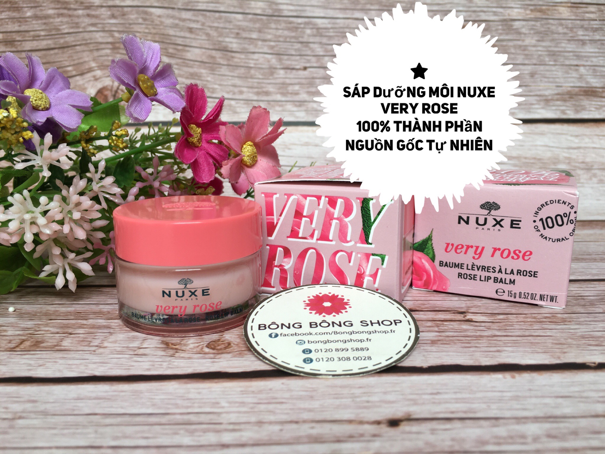 (Chuẩn Pháp-Bản giới hạn) Sáp dưỡng môi NUXE Very Rose Lip Balm