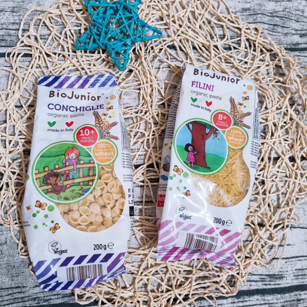 Mì Nui Bio Junior 200g Hữu Cơ Organic Cho Bé Ăn Dặm (Từ 8 - 10 tháng tuổi)