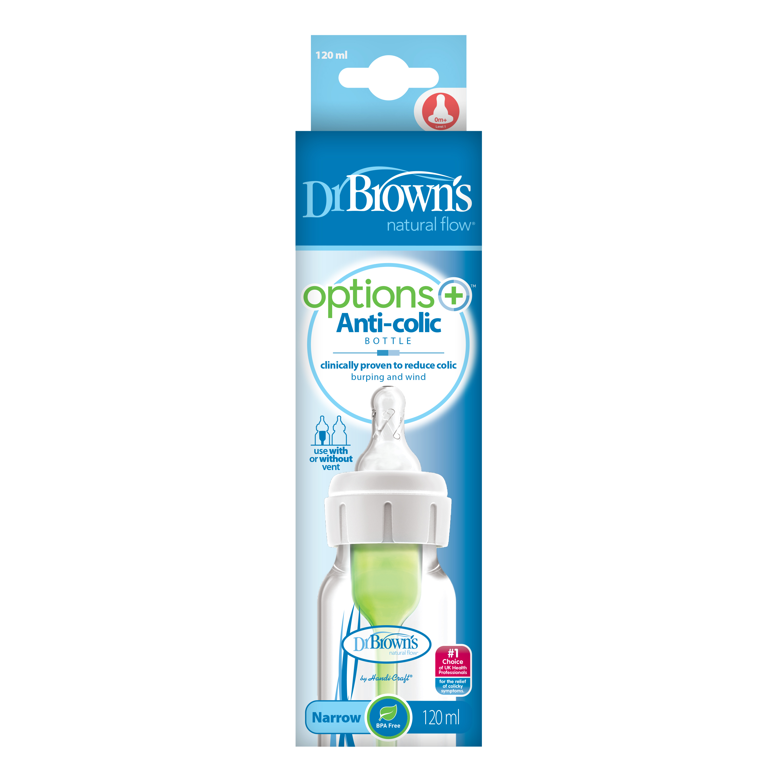 Bình sữa cổ hẹp 120ml nhưa pp options  Plus Dr.Brown's
