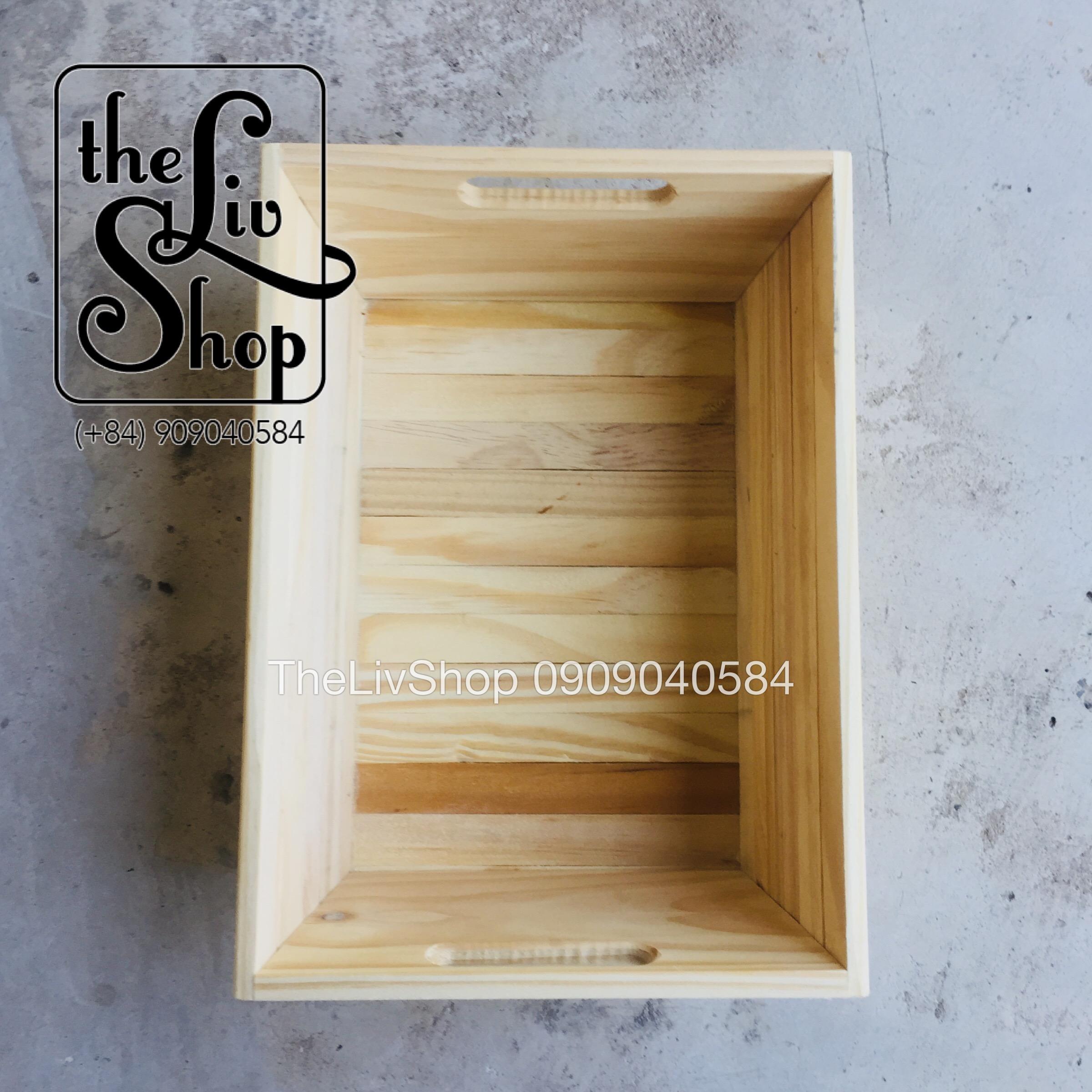 Combo 5 giỏ gỗ thông quà tết 30x22x10cm