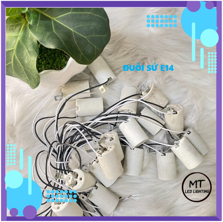 Đuôi đèn sứ E14 đui sứ có dây