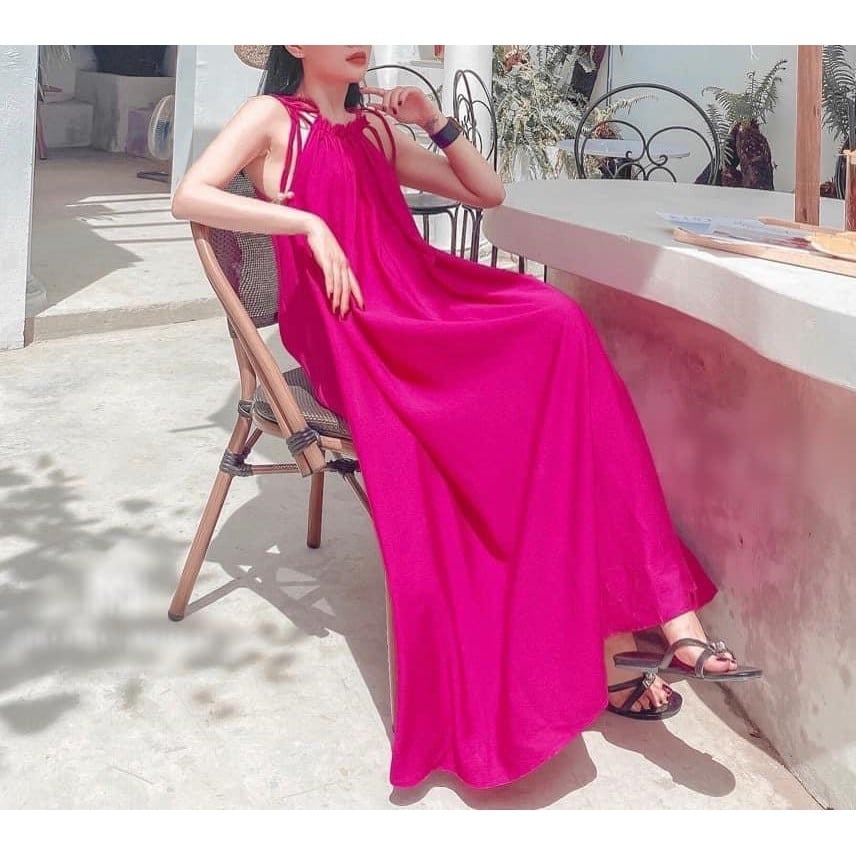 [HCM]Đầm nữ đầm maxi cổ yếm đi biển nhiều màu đẹp ở Hồ Chí Minh