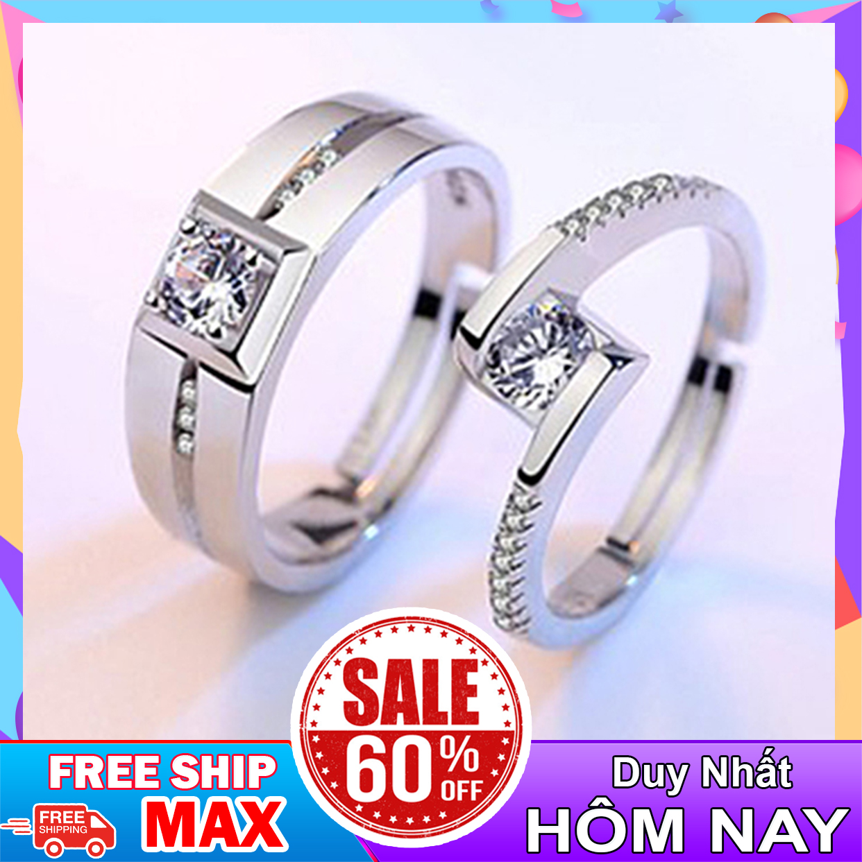 Cặp nhẫn đôi Bạc 925 A1 - mẫu 2019 (ND.A1)