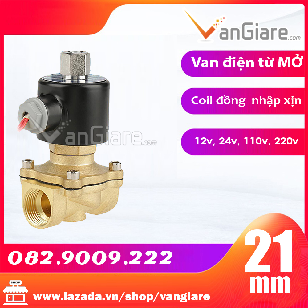 Van điện từ thường mở 21mm đồng (Coil nhập xịn)