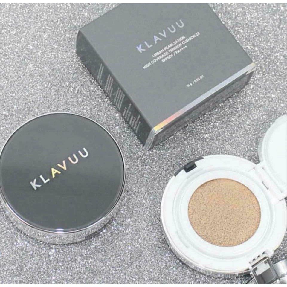 Cushion Phấn Nước Klavuu Urban Pearlsation High Coverage Tension( Màu Xám + Xanh)