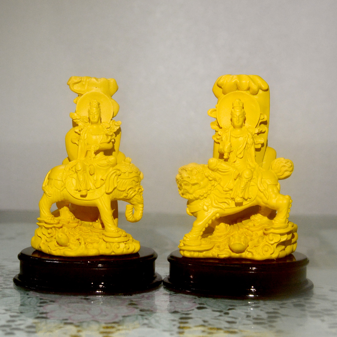 [HCM]Bộ tượng Bồ Tát Văn Thù-Phổ Hiền đứng cao 11cm