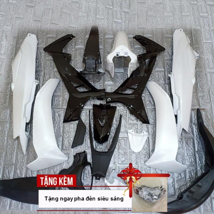 [ TẶNG PHA ĐÈN BÓNG THƯỜNG FULL BỘ] Bộ dàn áo xe SIRIUS màu Trắng - phanh ĐĨA, nhựa nguyên sinh ABS cao cấp - có ƯU ĐÃI MIỄN PHÍ BỘ TEM 3 lớp sịn[