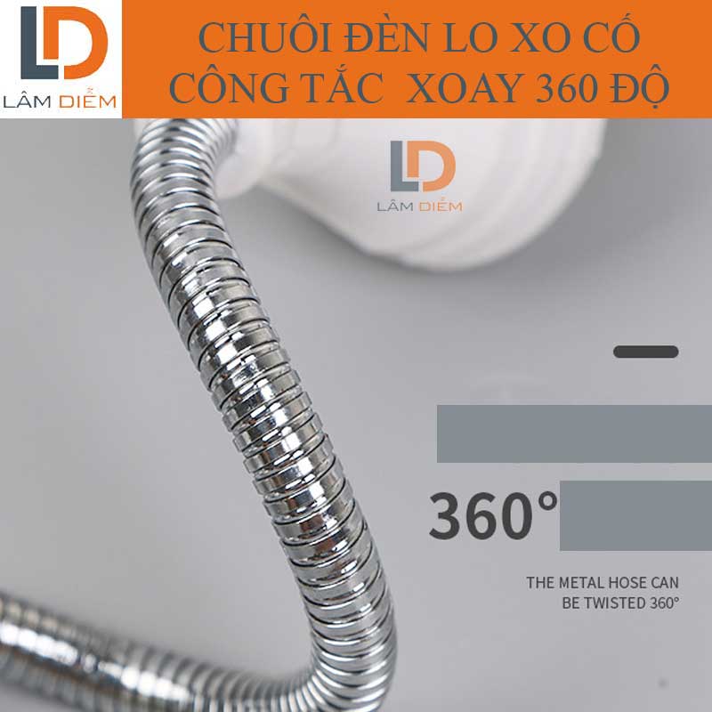 chuôi đèn lò xo có công tắc e27 xoay 360 độ