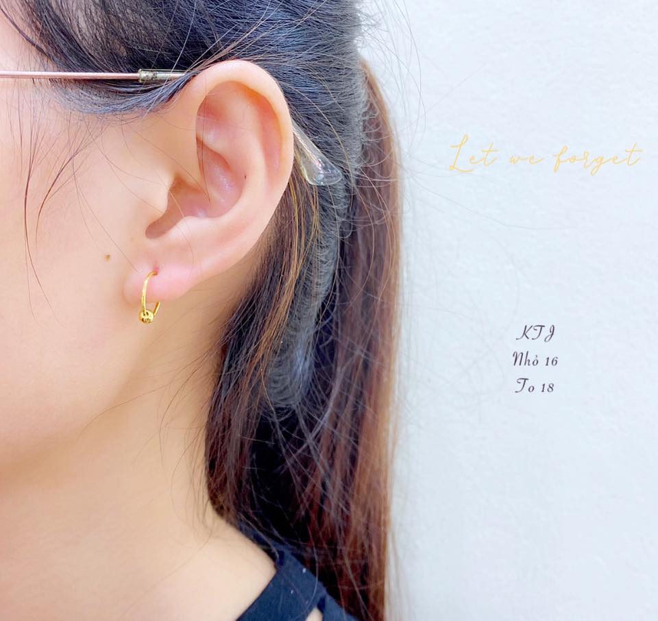 Bông tai khuyên tròn vòng tàu mix bi vàng mẹ và bé đeo đều đẹp,phụ kiện trang sức,có bảo hành,Vàng bạc an chi