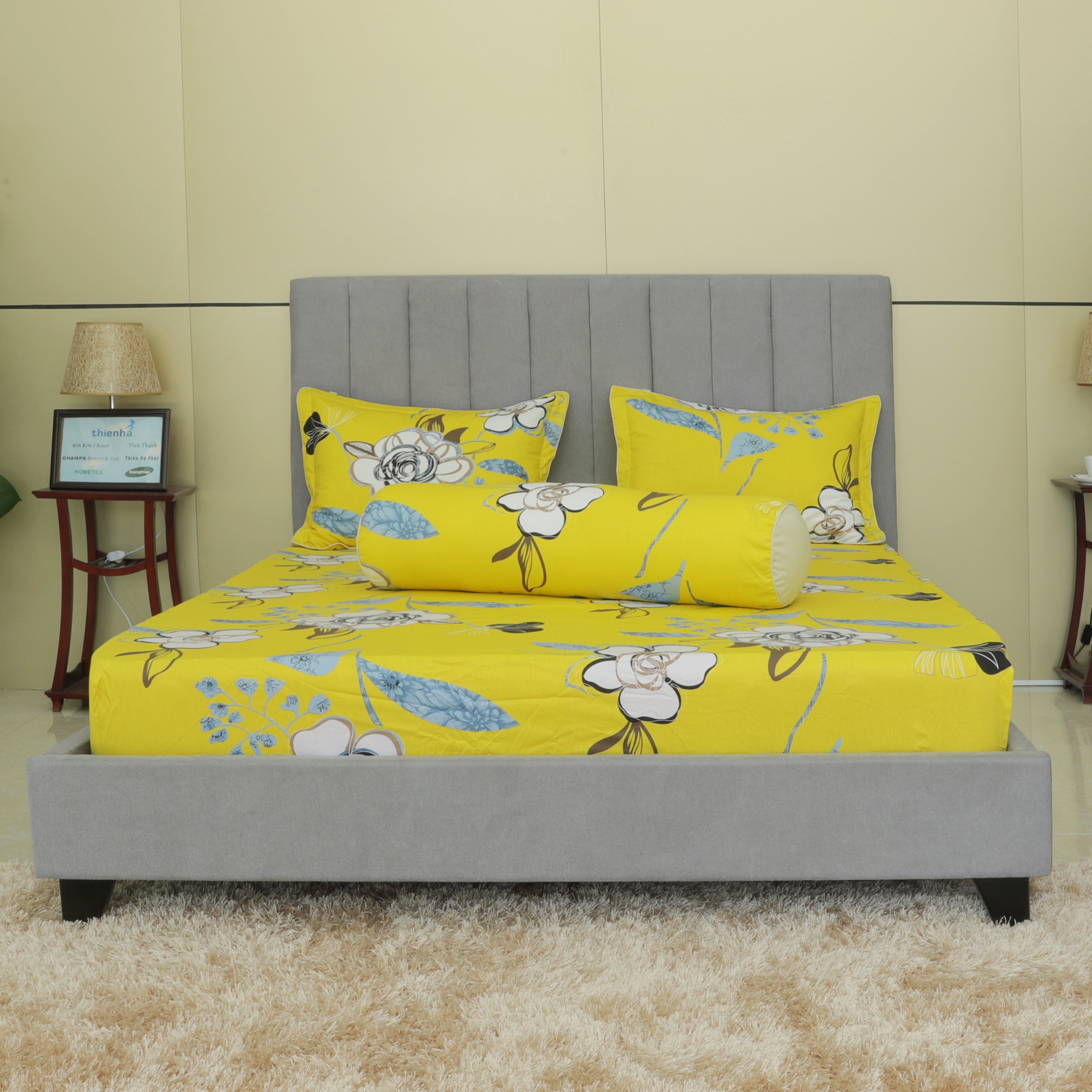 Bộ Drap gối cotton hoa Hometex