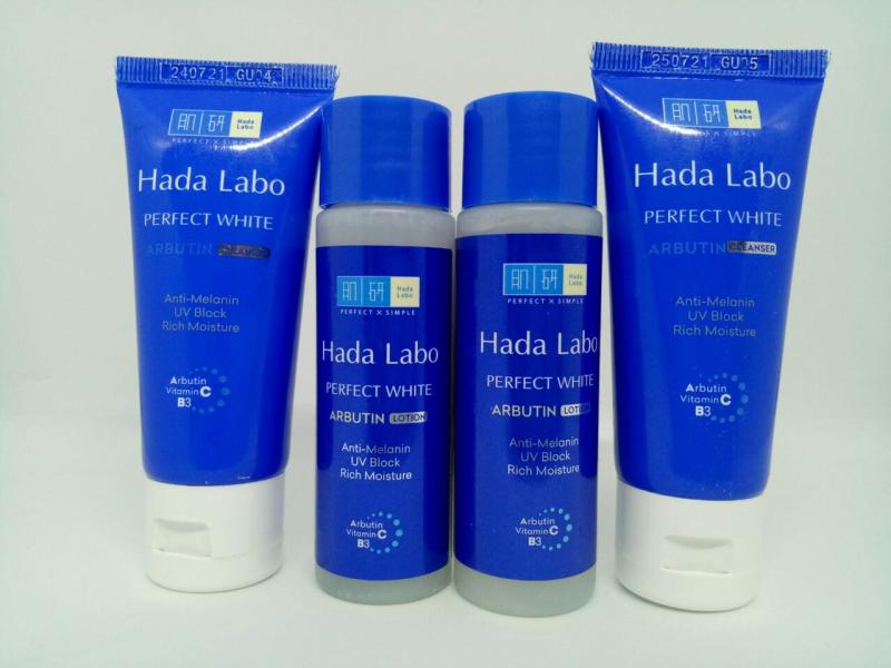 Trọn bộ 4 món dưỡng trắng da dành cho mọi lứa tuổi : 2chai Dung dịch Hada Labo Perfect White Lotion + Tặng 2 tuýt sữa rửa mặt Hada Labo Perfect White & kèm thêm 1 túi đựng mỹ phẩm