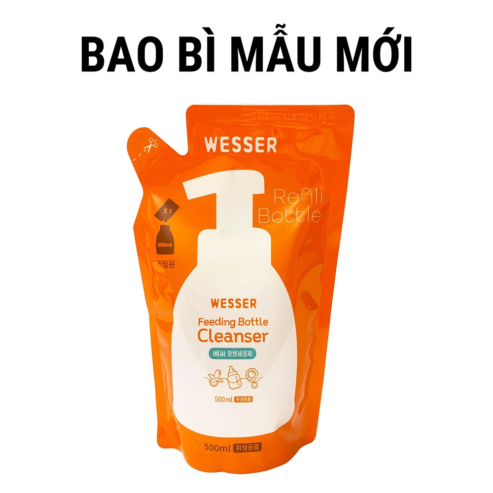 Nước Rửa Bình Sữa Wesser Dạng Gói (500ml)