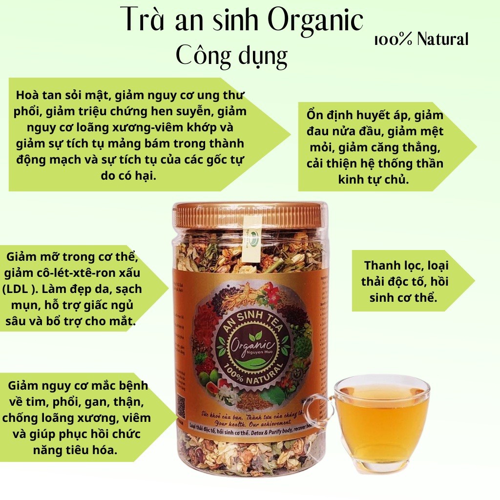 Trà An Sinh Organic thanh lọc cơ thể ( hộp 500gr)
