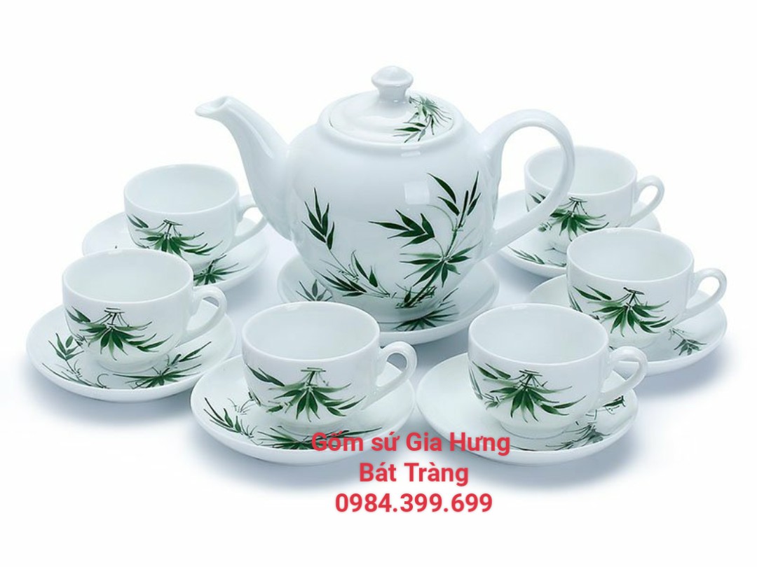 Bộ bình trà trúc gốm sứ bát tràng
