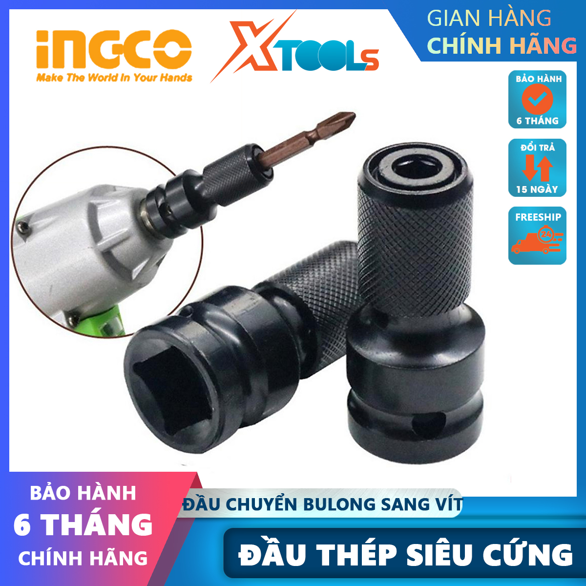 Ingco original 1/2 Bulong presser Chuck to 1/4 screw tap, converts long Bulong converter to a drill, tap screw