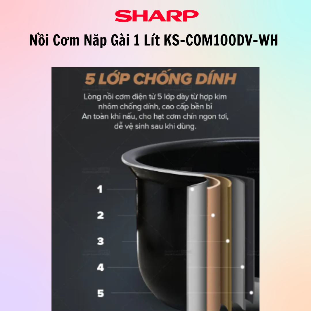 Nồi cơm điện tử Sharp KS-COM100DV-WH(1L)-Hàng Chính Hãng