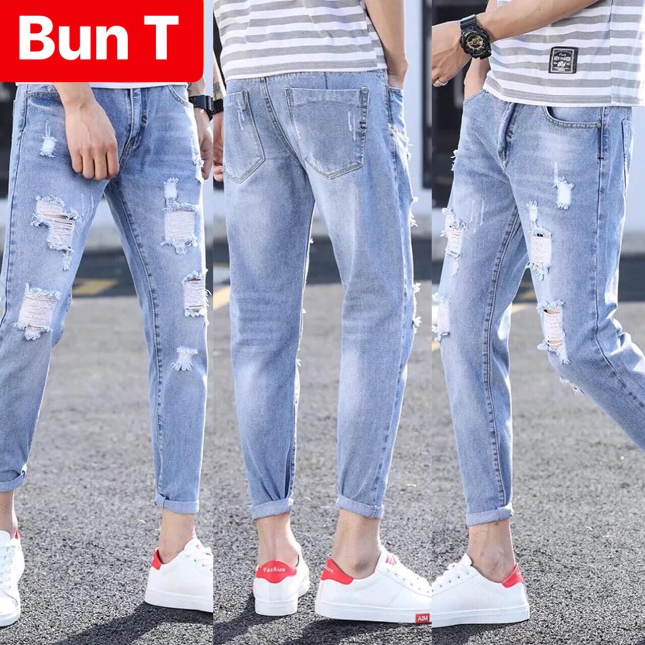 QUẦN BAGGY JEAN NAM CHẤT BÒ XANH NHẠT WASH KIỂU HÀN QUỐC TT-1900 TRANG BUN FASHION