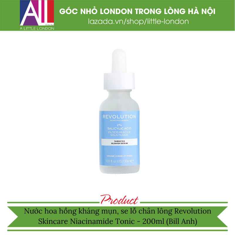 Tinh Chất Bha Kháng Mụn Revolution Skincare 2% Salicylic Acid Targeted Blemish Serum 30Ml (Bill Anh)