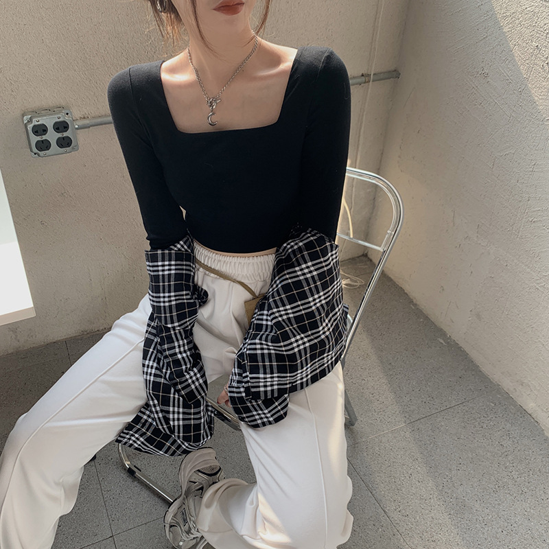 MS6844 Áo thun nữ cổ vuông croptop cá tính