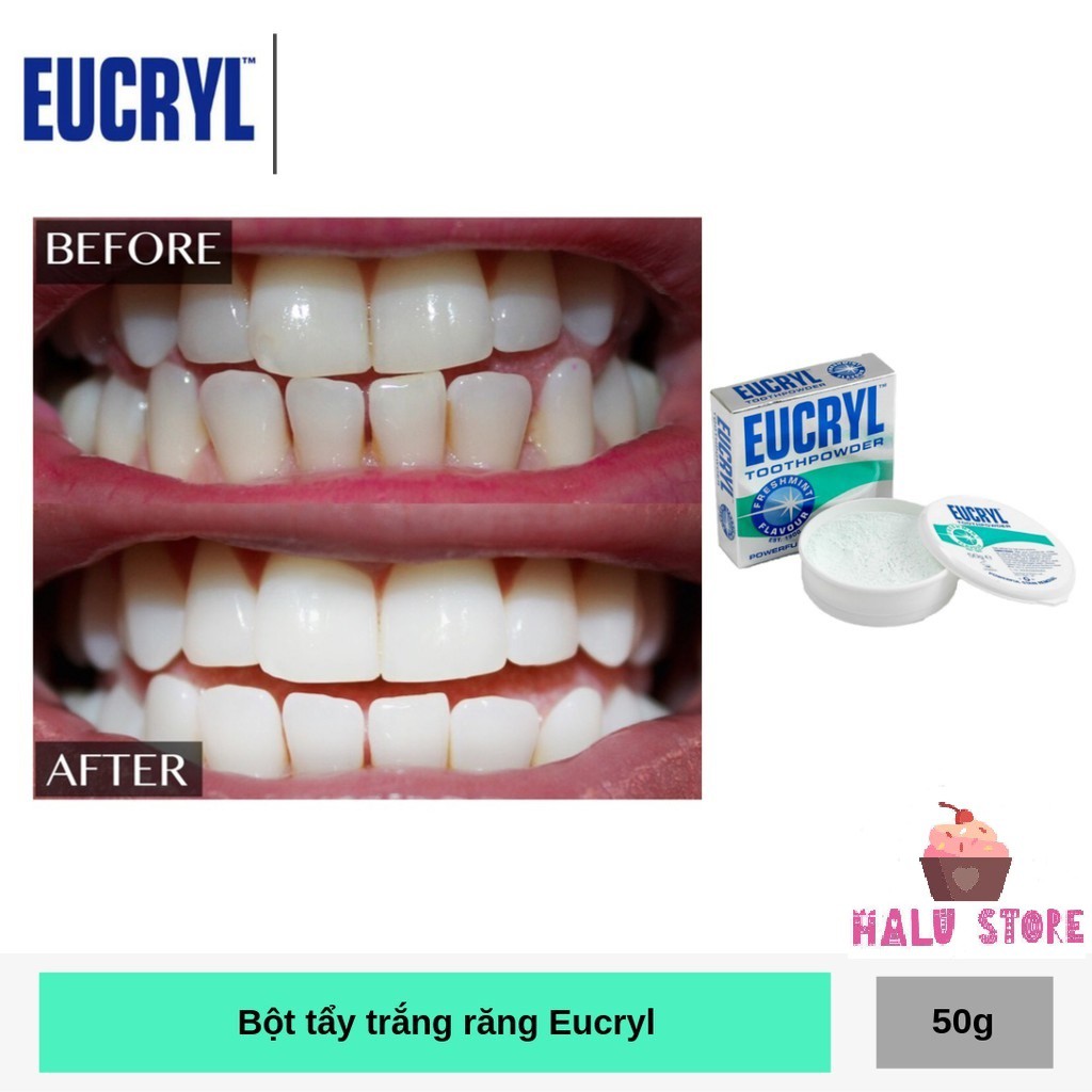 Combo Kem đánh răng Eucryl 62g + Bột tẩy trắng răng Eucryl 50g - Anh Quốc