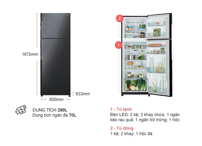 [HCM] Tủ lạnh Hitachi R-H350PGV7 (BBK)