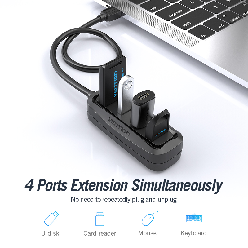Vention HUB chia USB 4 cổng Adapter USB Splitter with LED Indicator USB Hub for PC Computer Tablet Hub Multi USB Hab 2.0