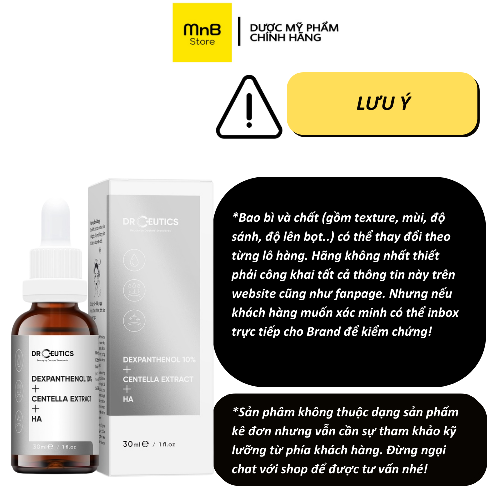 Serum B5 DrCeutics Dexpanthenol 10% Centella Extract HA cấp ẩm và phục hồi da 30ml 100ml