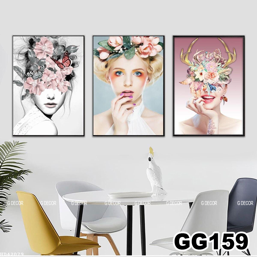 Tranh treo tường canvas 3 bức phong cách hiện đại - phong cách Bắc Âu GG152B (30X40CM/BỨC)
