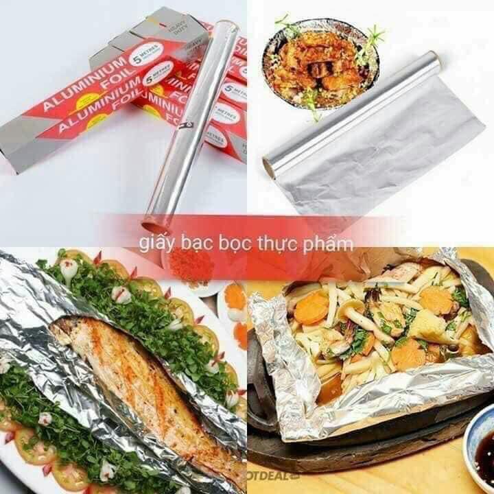 Combo 2 Cuộn Giấy Bạc Dùng Để Nướng Thịt, Tôm, Cá...(kích thước 30cm x 5m)