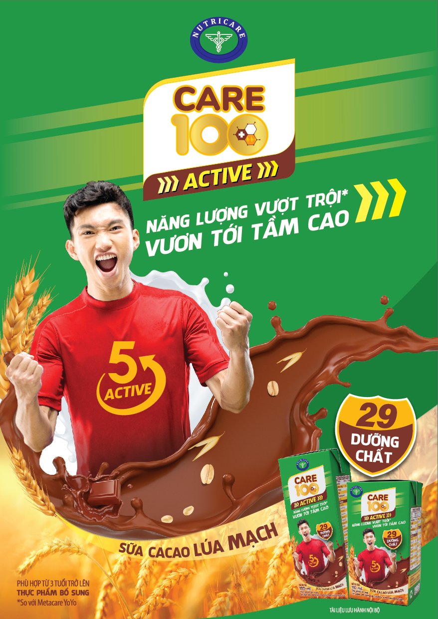 Thùng sữa cacao lúa mạch Care 100 Active (110ml x 48 hộp)