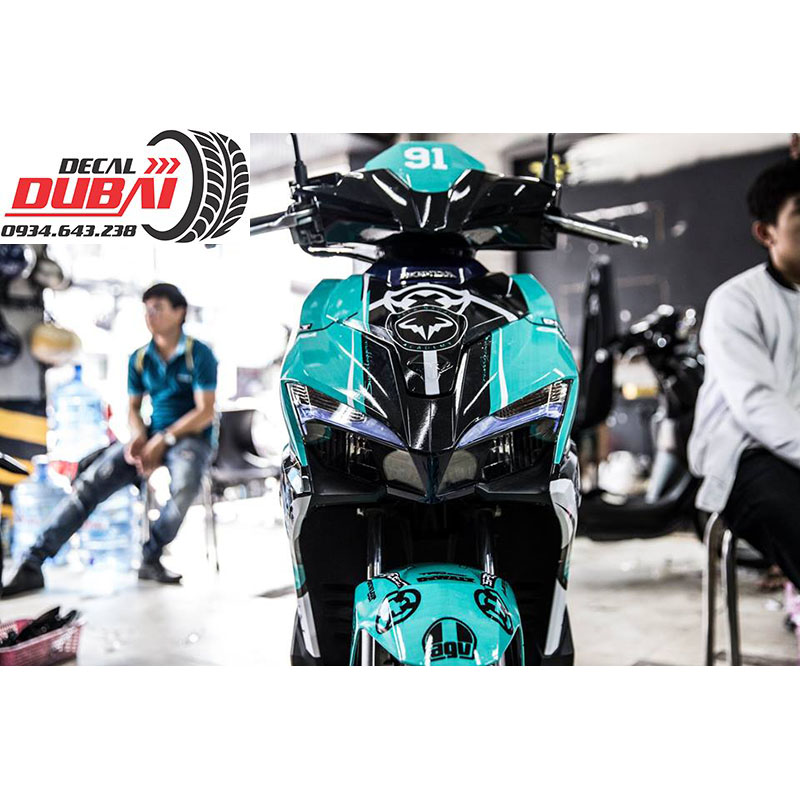 Tem Trùm Xe Airblade Đen Xanh Lục Bảo