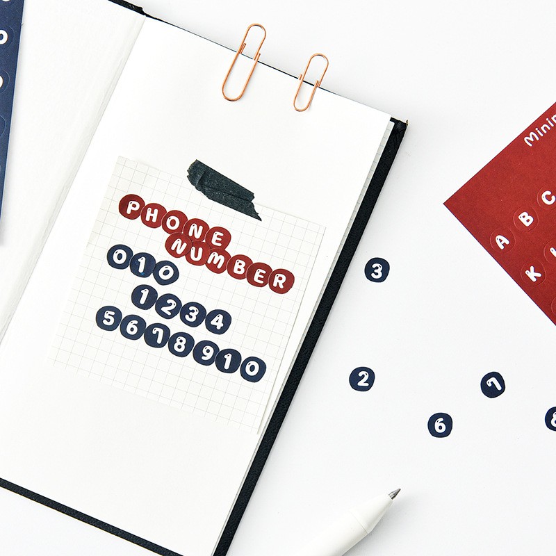 Sticker số chữ dùng trang trí sổ vở