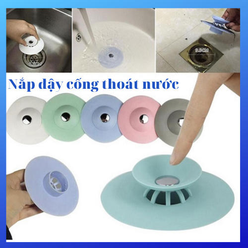 Combo 2 nắp đậy bồn rửa bát, cống thoát nước bằng silicon 2 trong 1 tiện lợi