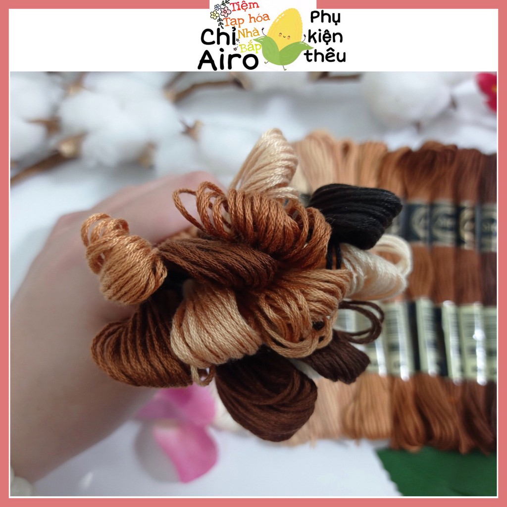 Set chỉ thêu Airo tông nâu