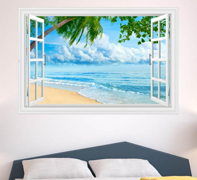Decal trang trí tường Cửa Sổ Bãi Biển 03