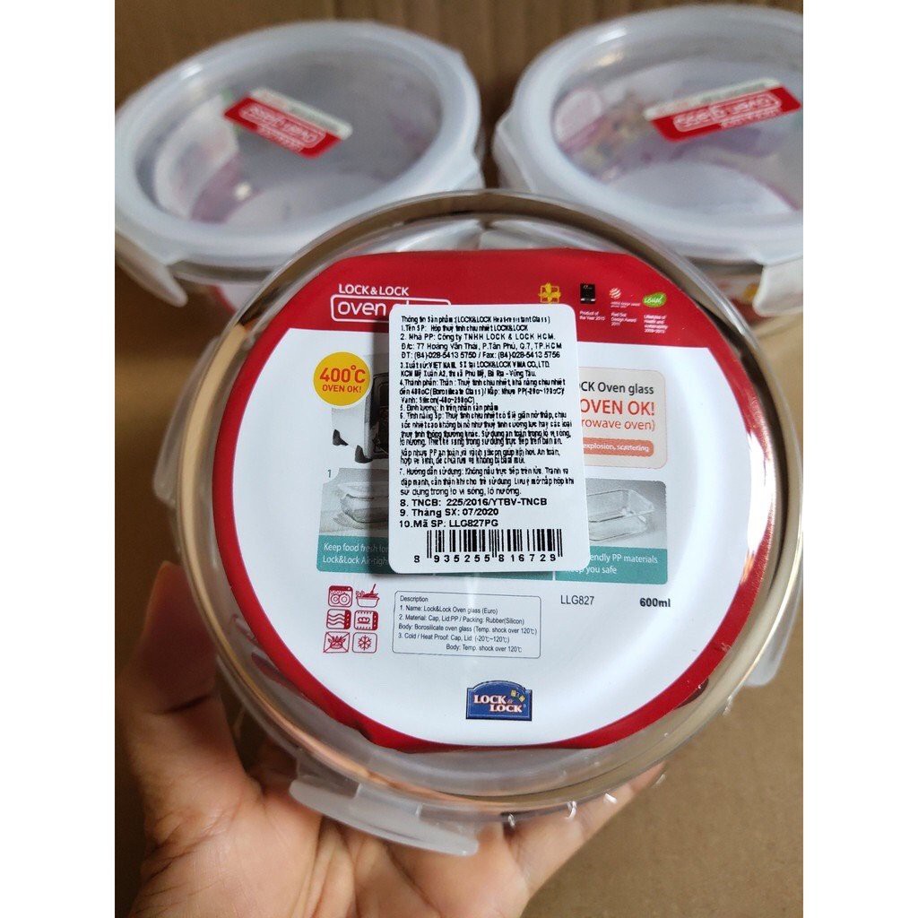 [HCM]Hộp thủy tinh lock and lock 600ml