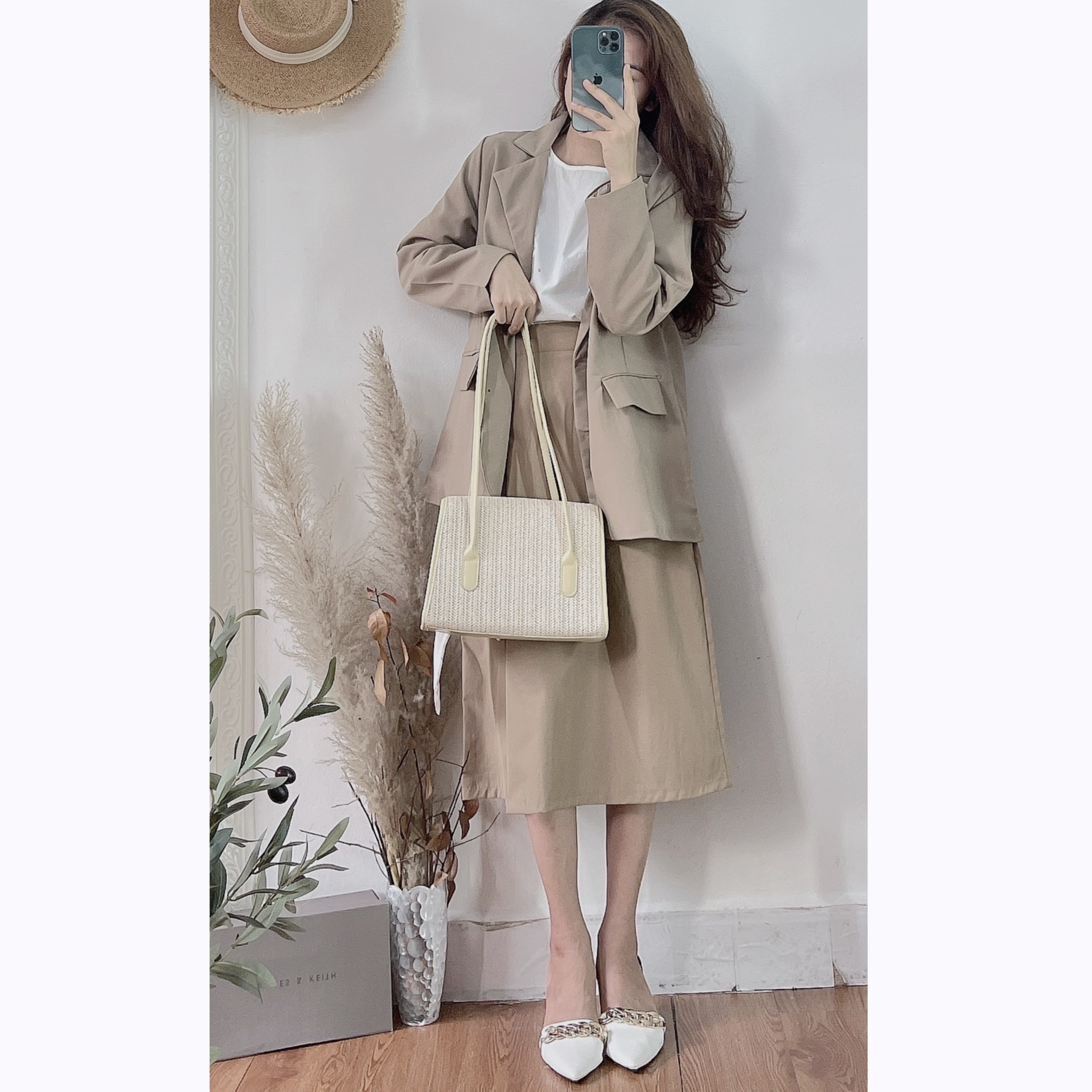 Áo Blazer Suông Hàn Quốc Trơn