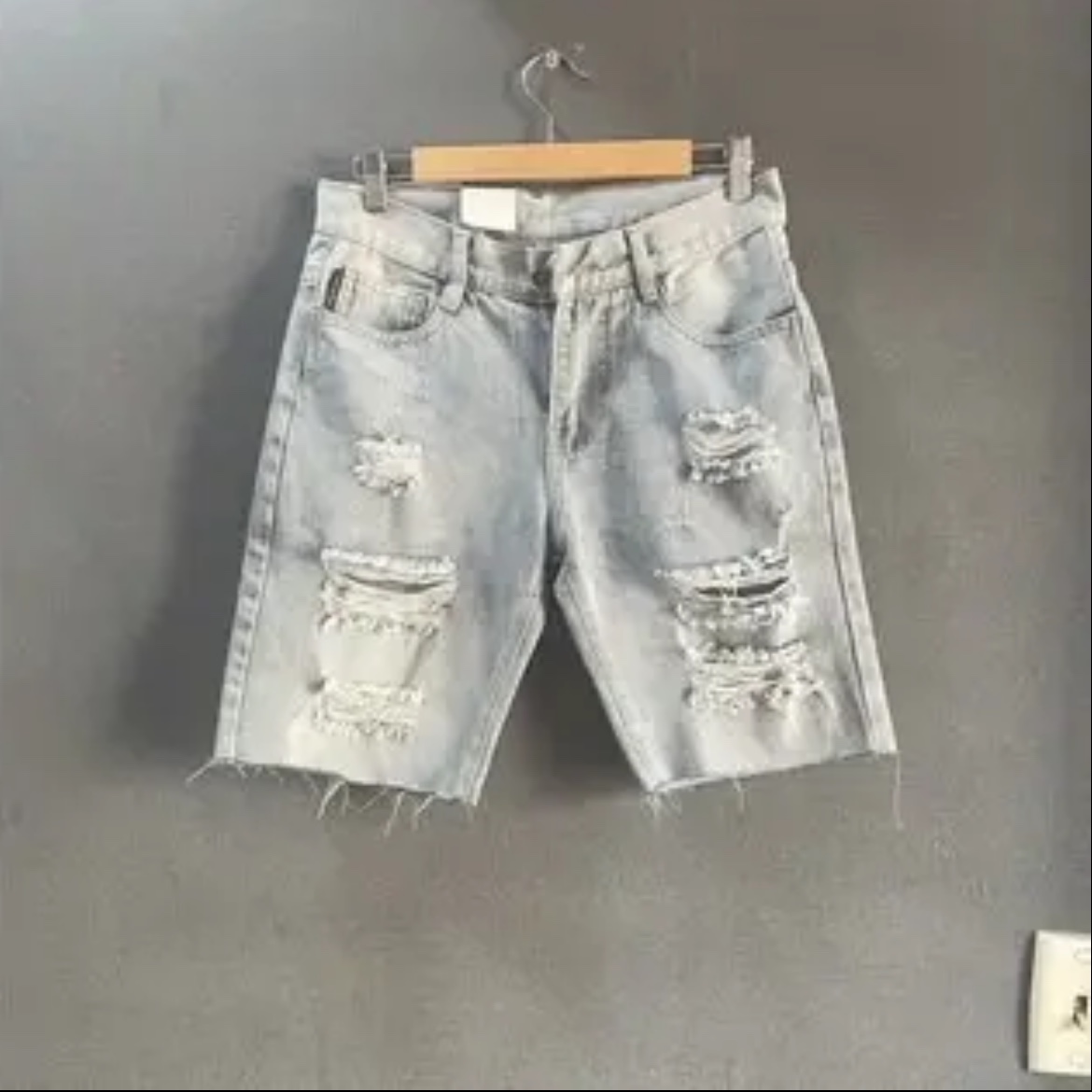 QUẦN SHORT JEAN NAM RÁCH MÀU XÁM CO GIÃN CAO CẤP TIENFASHION26 Ms242