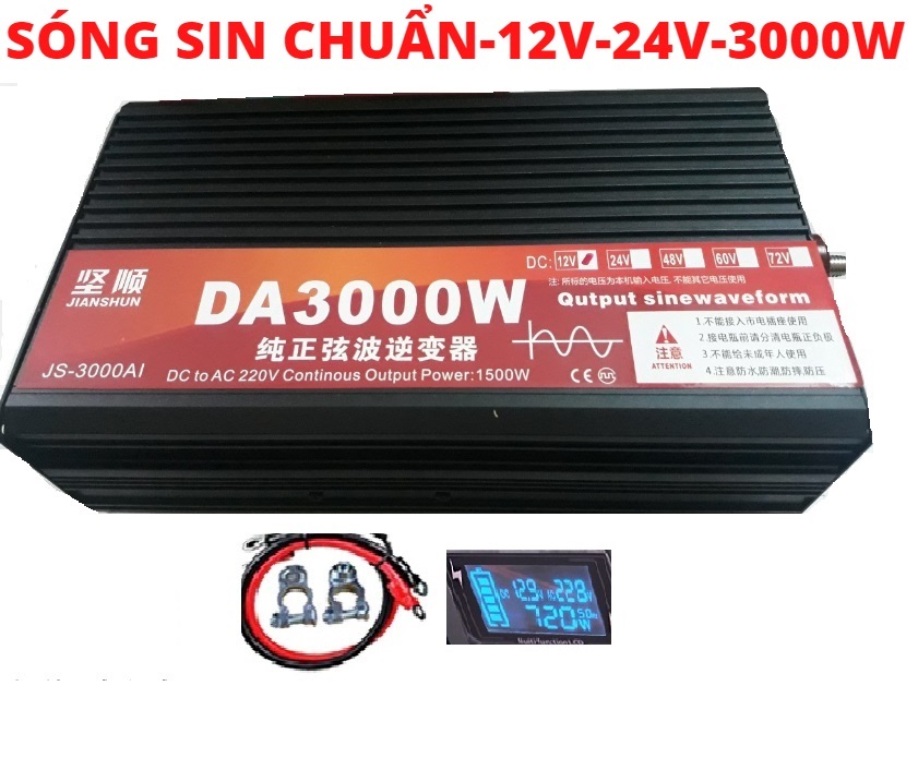Bộ Đổi Nguồn 12V/24V sang 220V Sin Chuẩn 3000w - Bộ Đổi Nguồn 220V Sin Chuẩn 3000w - 12v/24v