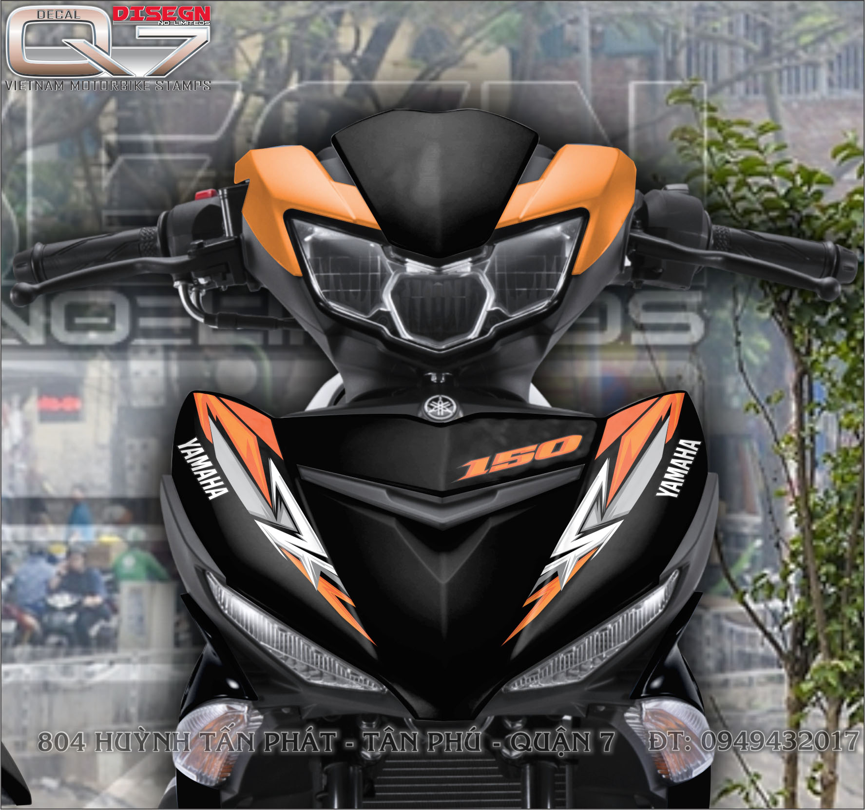 Tem rời exciter 150 - dán xe cam đen