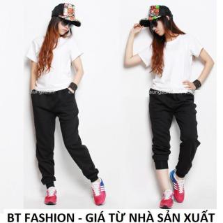 Quần Dài Nữ Thun Phom Rộng Jogger Thể Thao Thời Trang Hàn Quốc - BT Fashion (TT03A-TRƠN) thumbnail