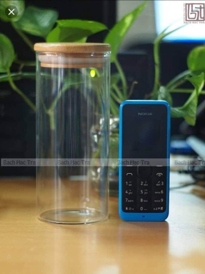 Lọ thủy tinh borosilicate nắp gỗ 900ml