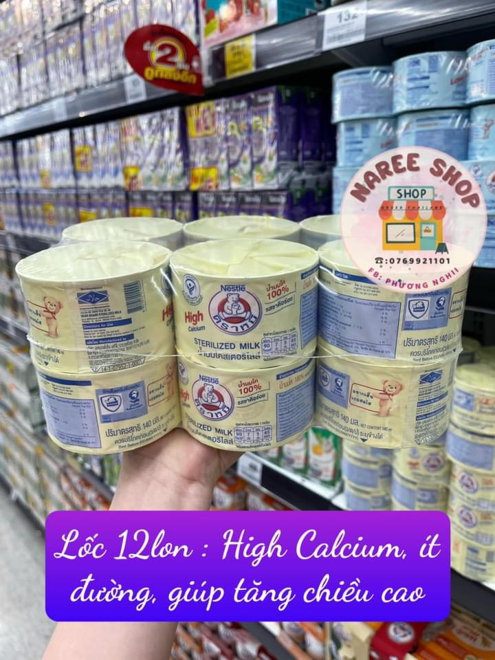 Set 12 lon sữa gấu Nestle Thái Lan tăng cân và tăng chiều cao 140ml