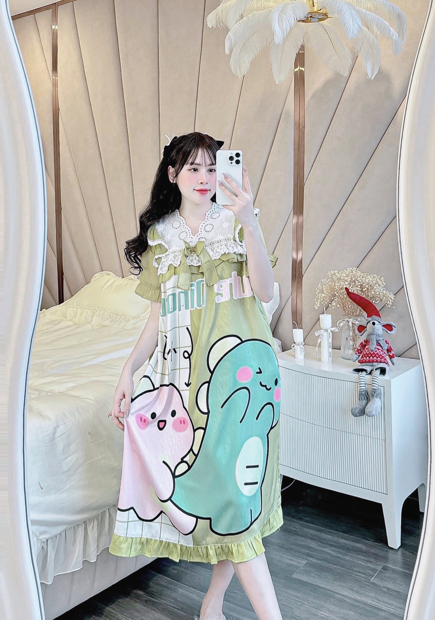 [40kg - 70kg] Đầm váy ngủ mặc nhà LỤA XƯỚC dễ thương phom rộng