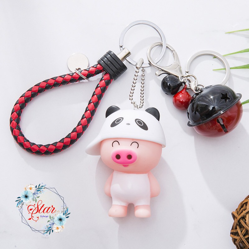 Móc khóa chuông hình lợn kute a05