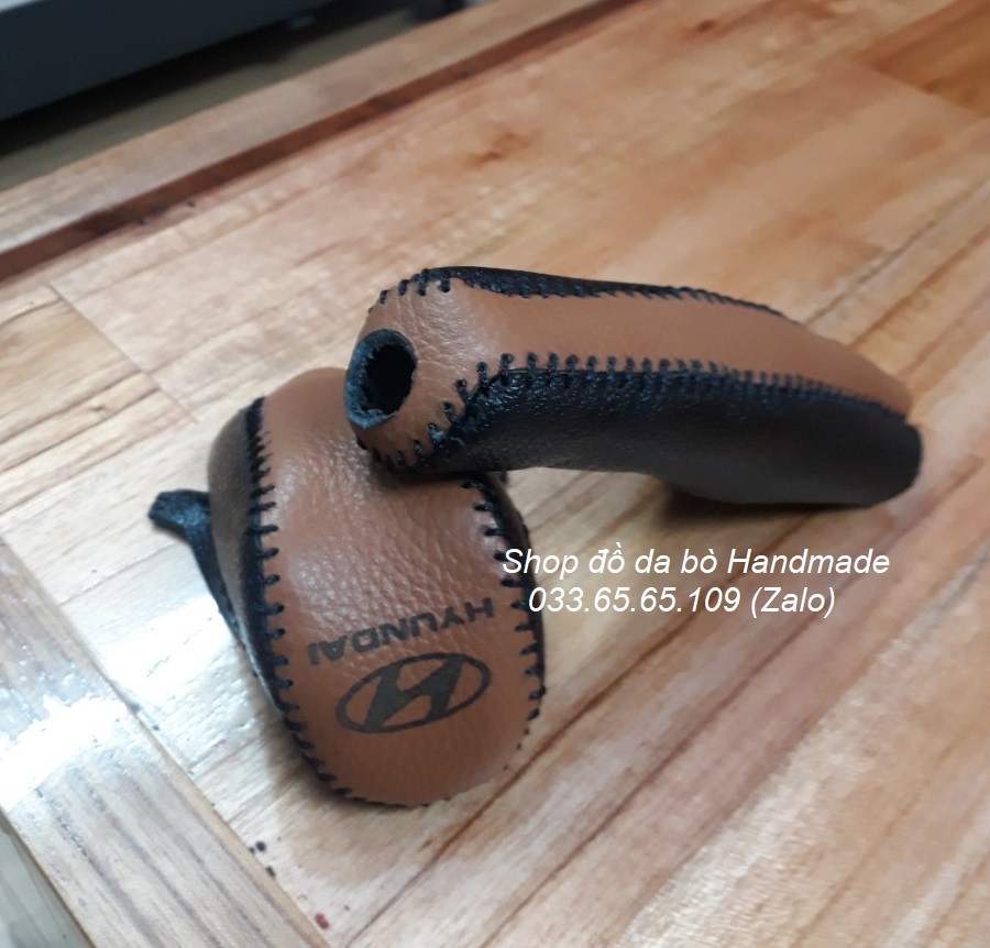 Bọc da cần số & phanh tay xe Hyundai I10 (AT) số tự động băng da bò