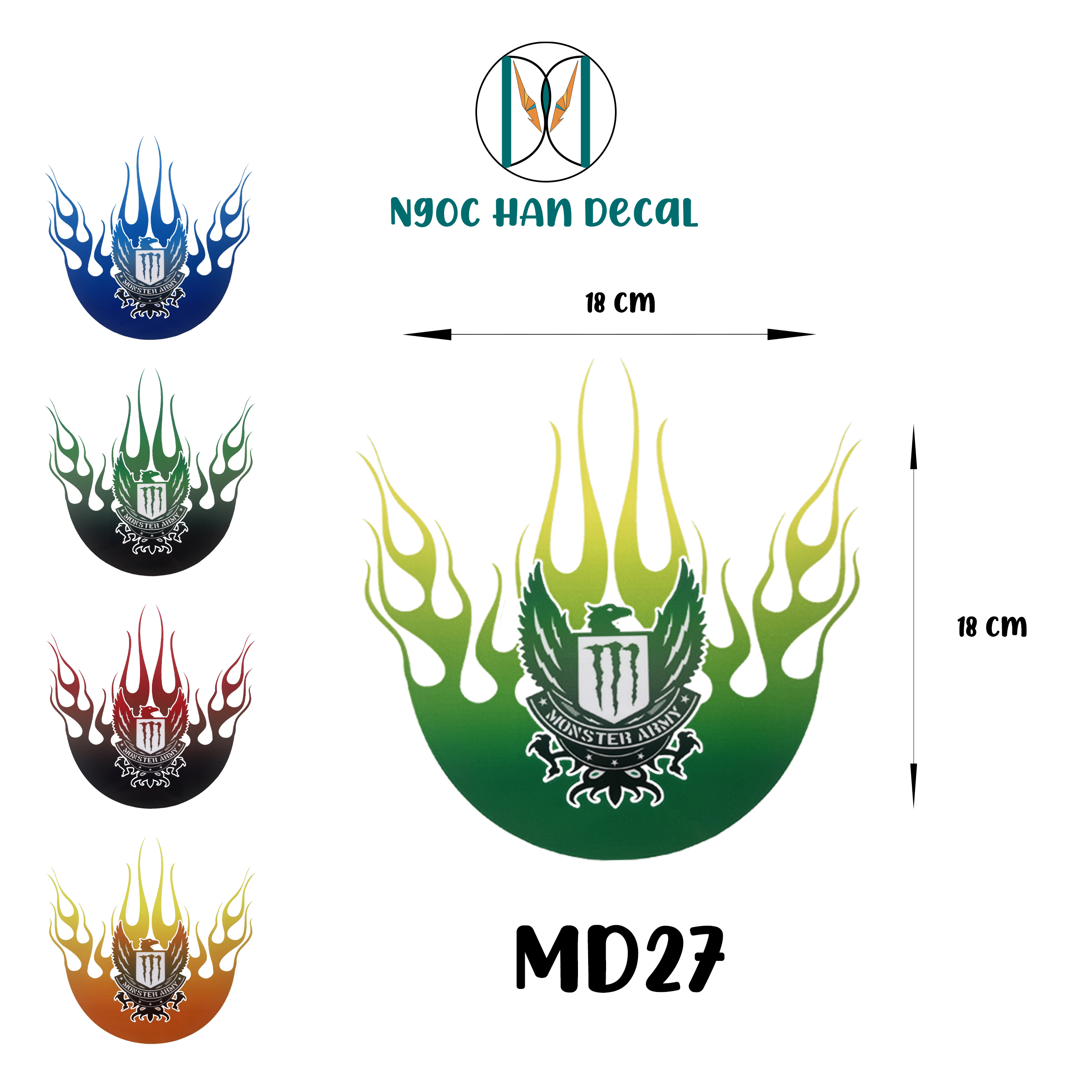 TEM DÁN MỎ DÈ TRƯỚC SAU XE MÁY CHIM ƯNG - MD27