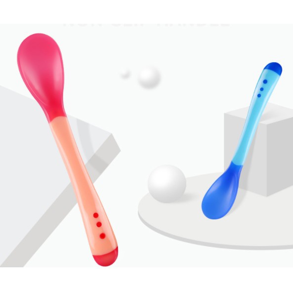 Thìa ăn dặm silicon báo nóng cho bé {Thìa báo nóng cho bé} {Thìa ăn dặm cho bé}